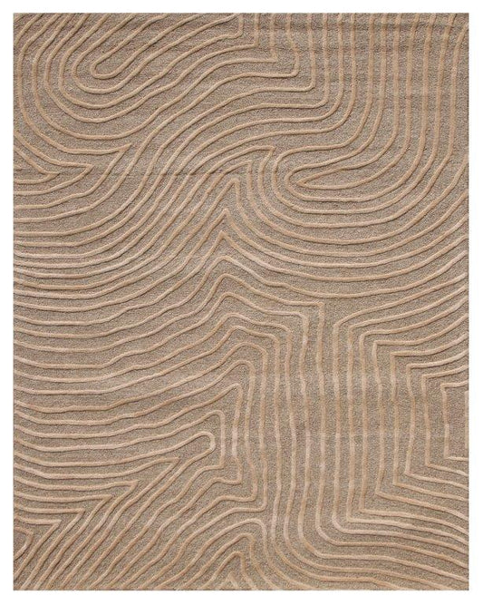 Wave Pattern Hand tufted Modern Beige Rug (HT-437A)