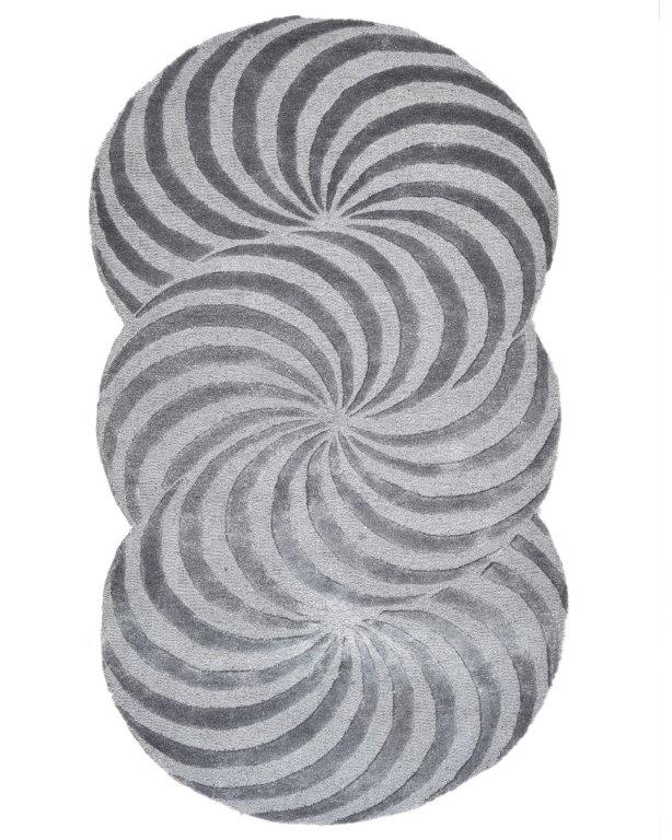Hypnotic Spiral Hand tufted Modern Grey Black Rug (HT-489 A)