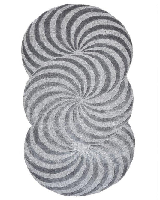Hypnotic Spiral Hand tufted Modern Grey Black Rug (HT-489 A)