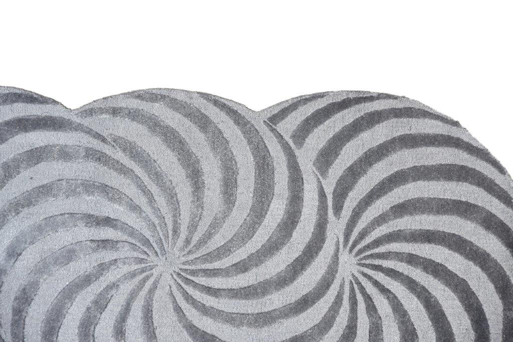 Hypnotic Spiral Hand tufted Modern Grey Black Rug (HT-489 A)
