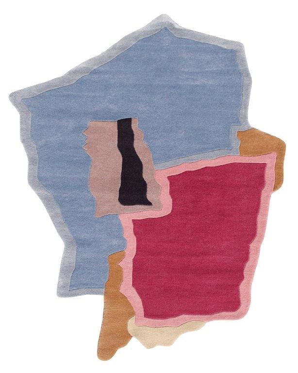 Blush Horizon Hand tufted Modern Red Blue Rug (mosaic 50 c)