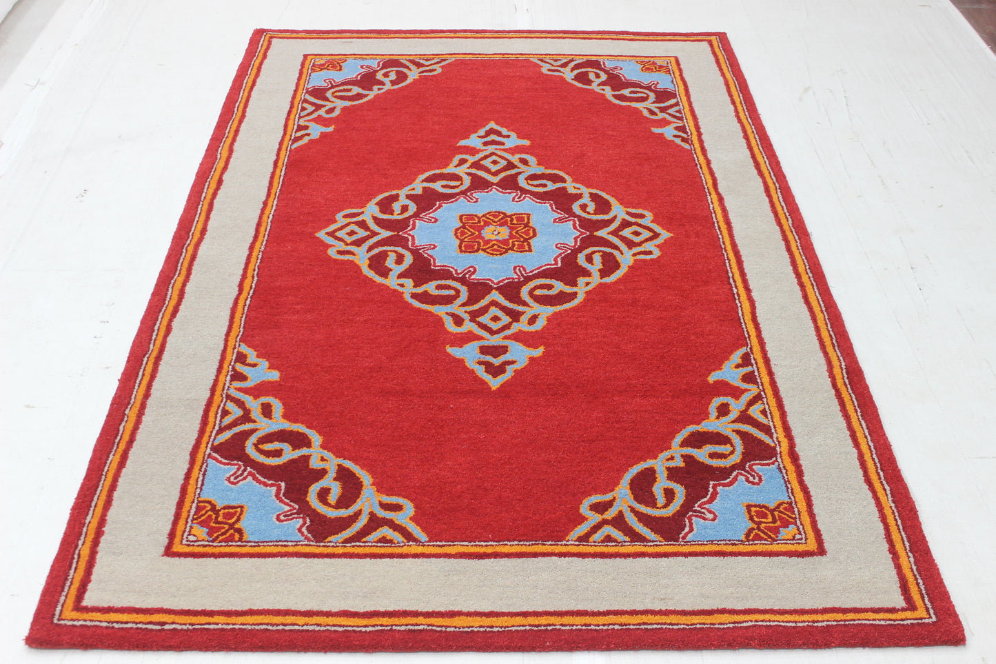 Crimson Solstice Wool Rug