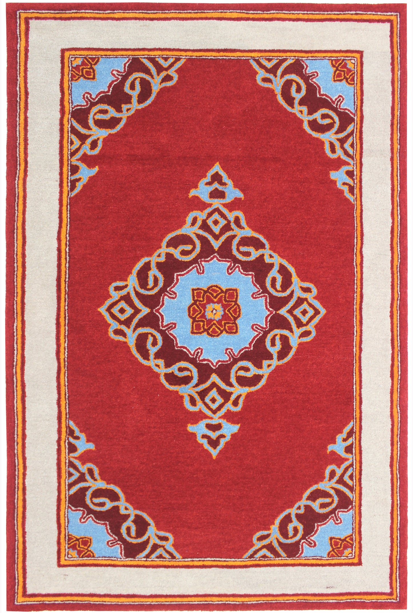 Crimson Solstice Wool Rug