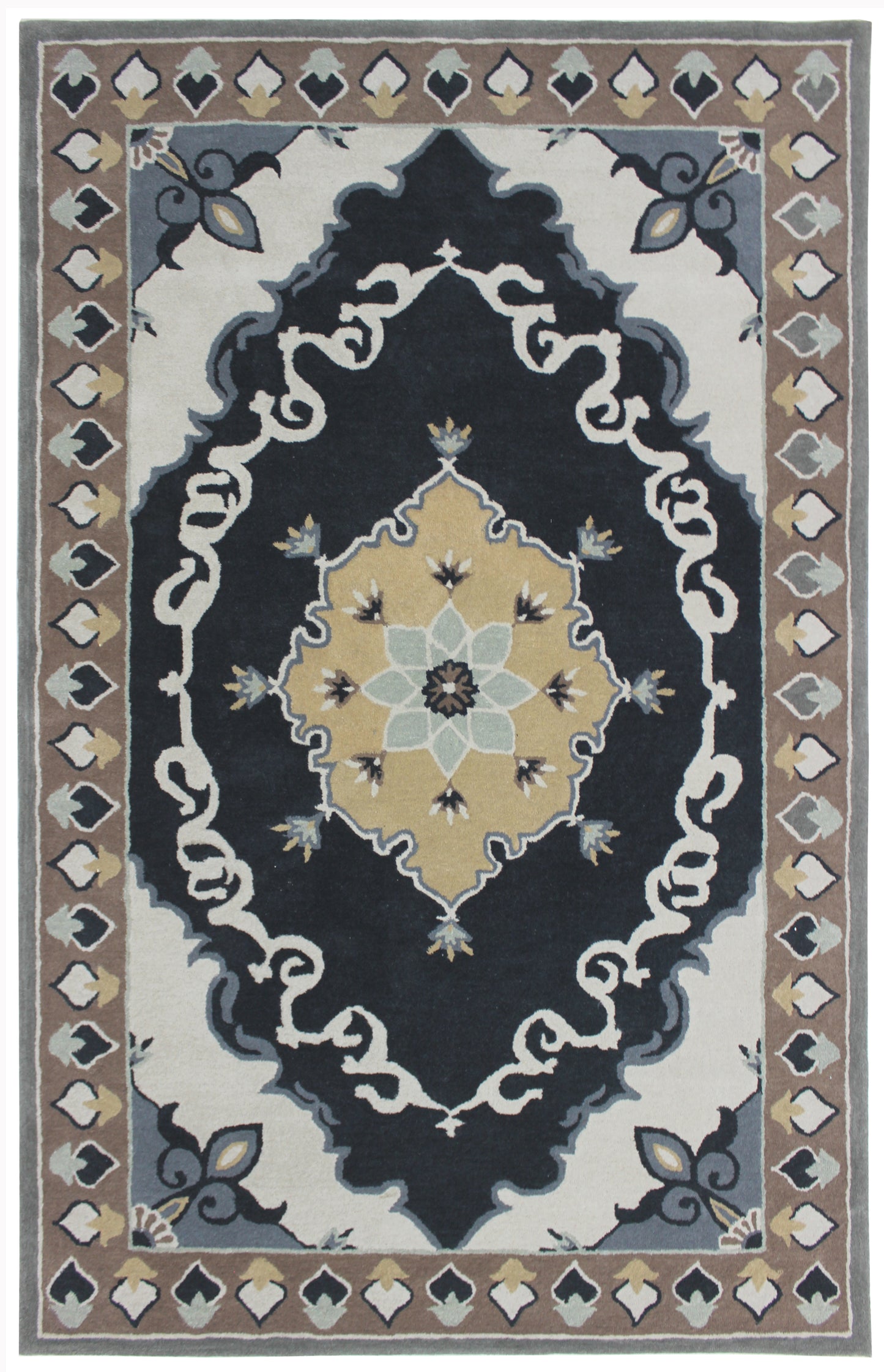 Midnight Bloom Wool Rug
