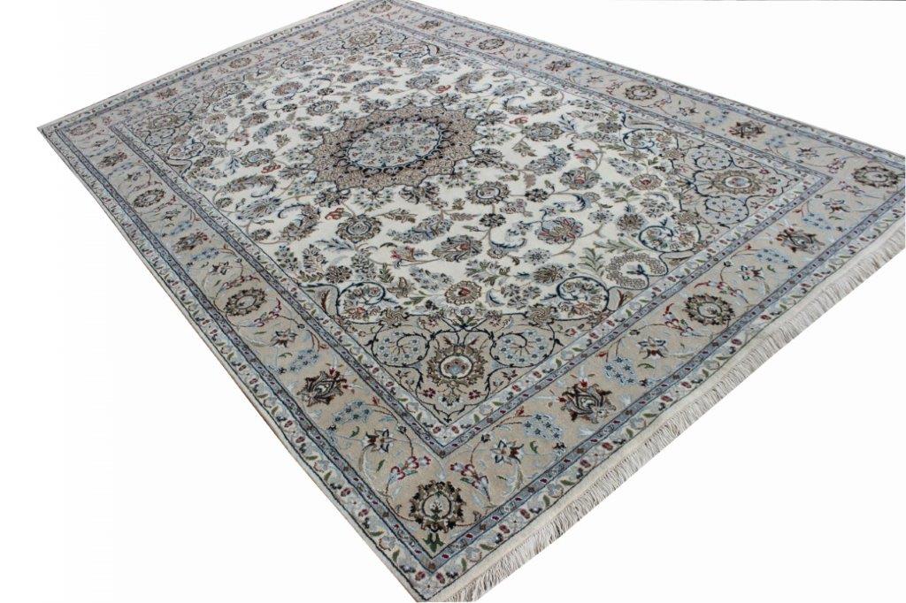 Indirug Royal Hand knotted Traditional Nain 4 Cream Beige Rug (NN-19)