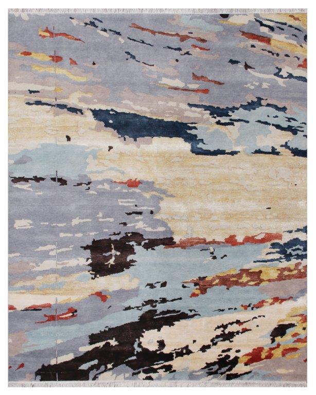 Celestial Horizon Hand knotted Modern Blue Rug (778)