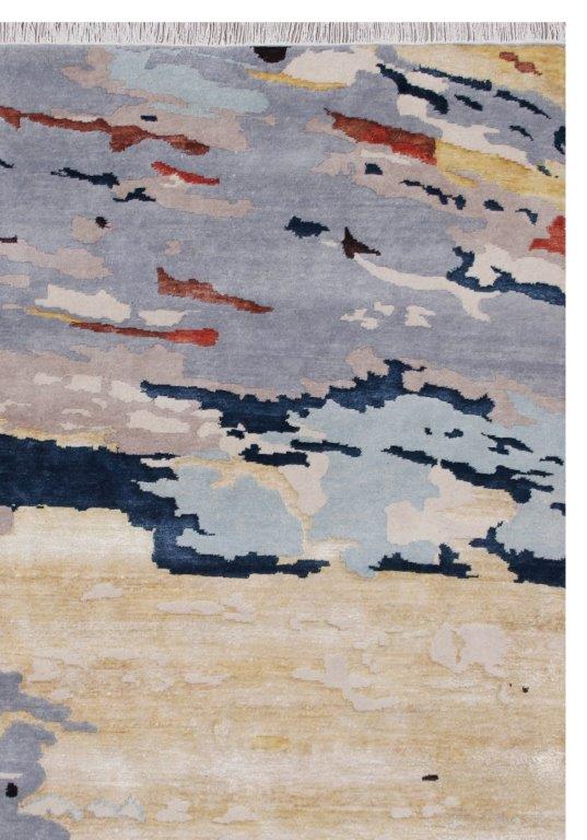 Celestial Horizon Hand knotted Modern Blue Rug (778)