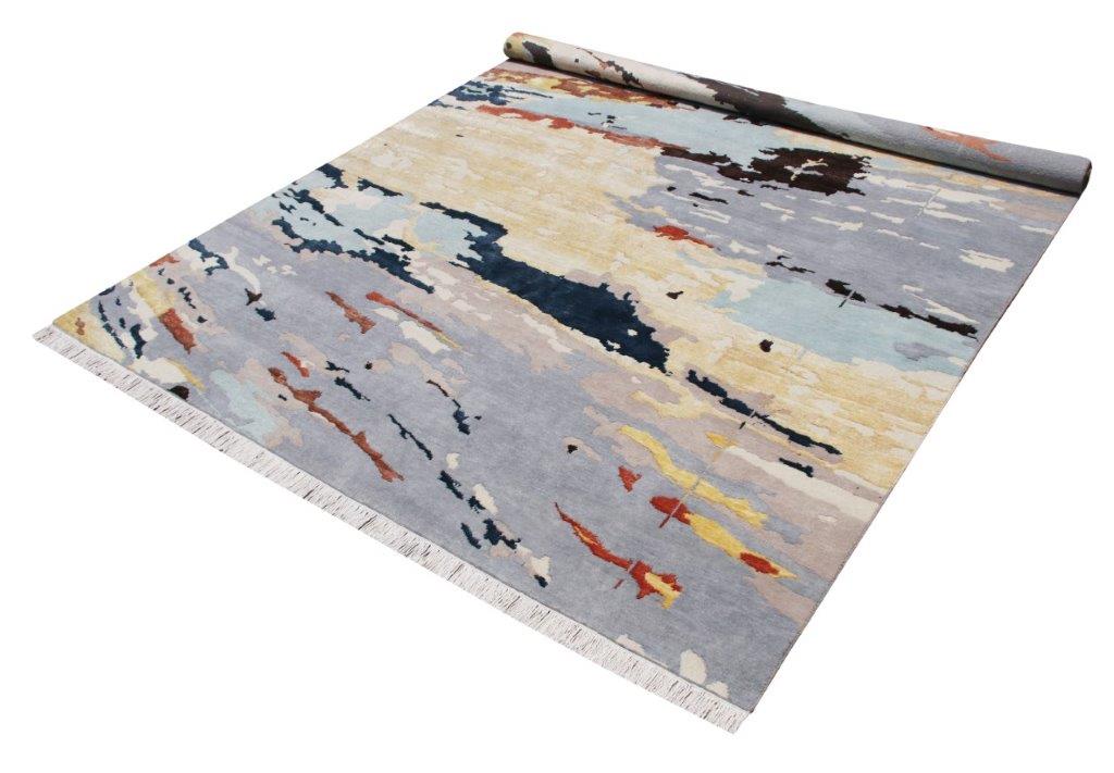 Celestial Horizon Hand knotted Modern Blue Rug (778)