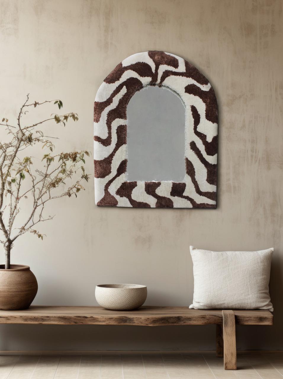 Arched Zebra-Pattern Mirror Rug