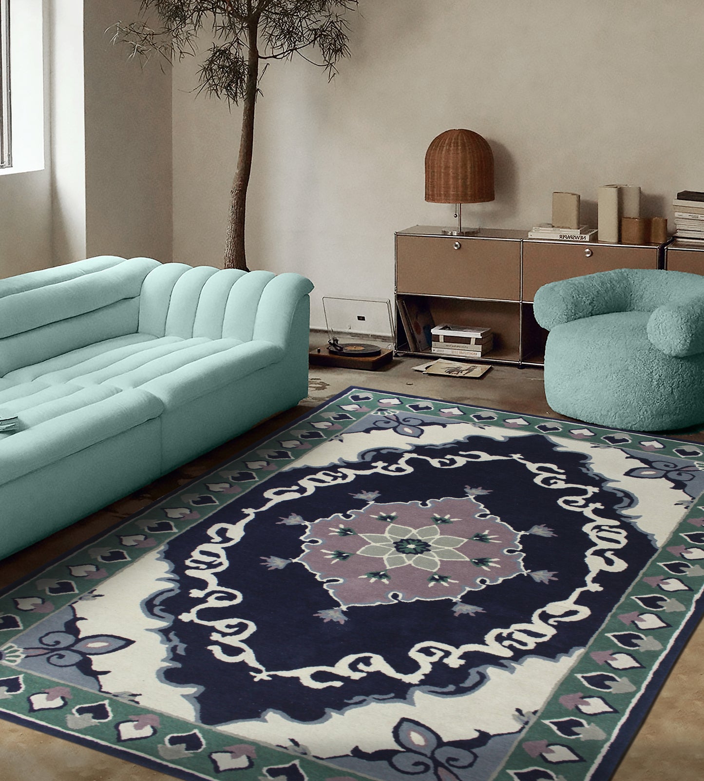 Midnight Bloom Wool Rug