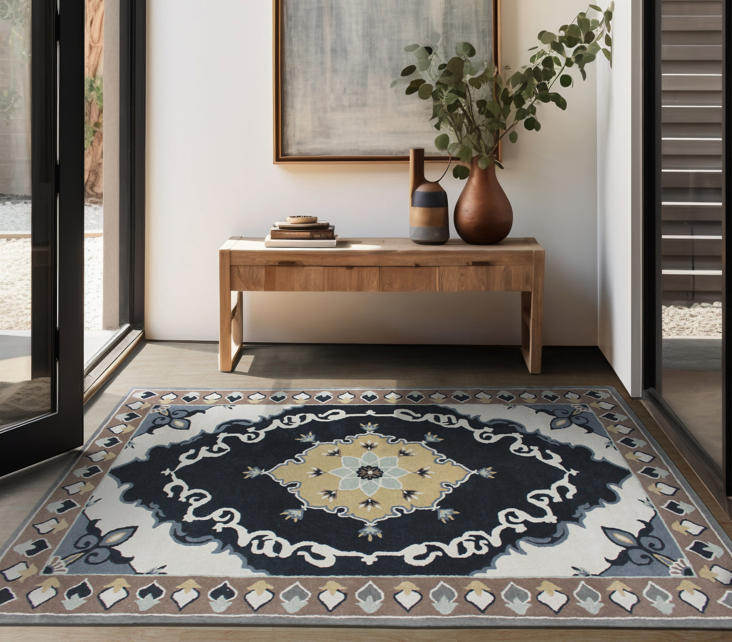 Midnight Bloom Wool Rug