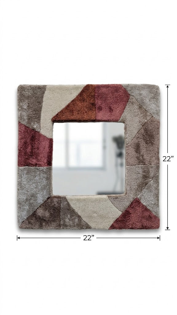 Abstract Geometric Mirror Frame - Handmade Wool Boho Wall Mirror