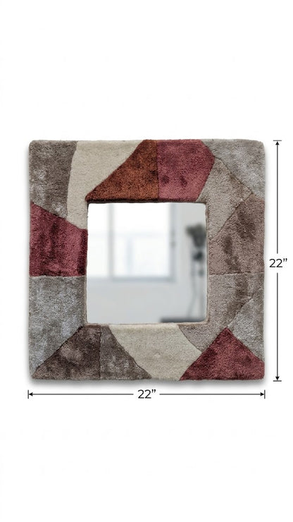 Abstract Geometric Mirror Frame - Handmade Wool Boho Wall Mirror