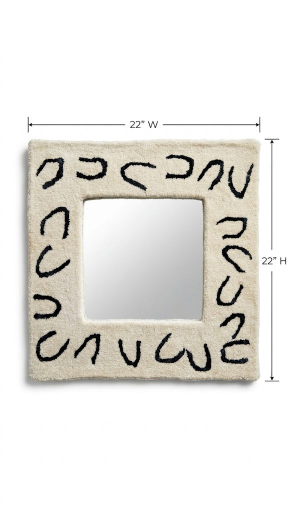 Minimalist Tufted Mirror Frame - Handmade Wool Boho Wall Mirror
