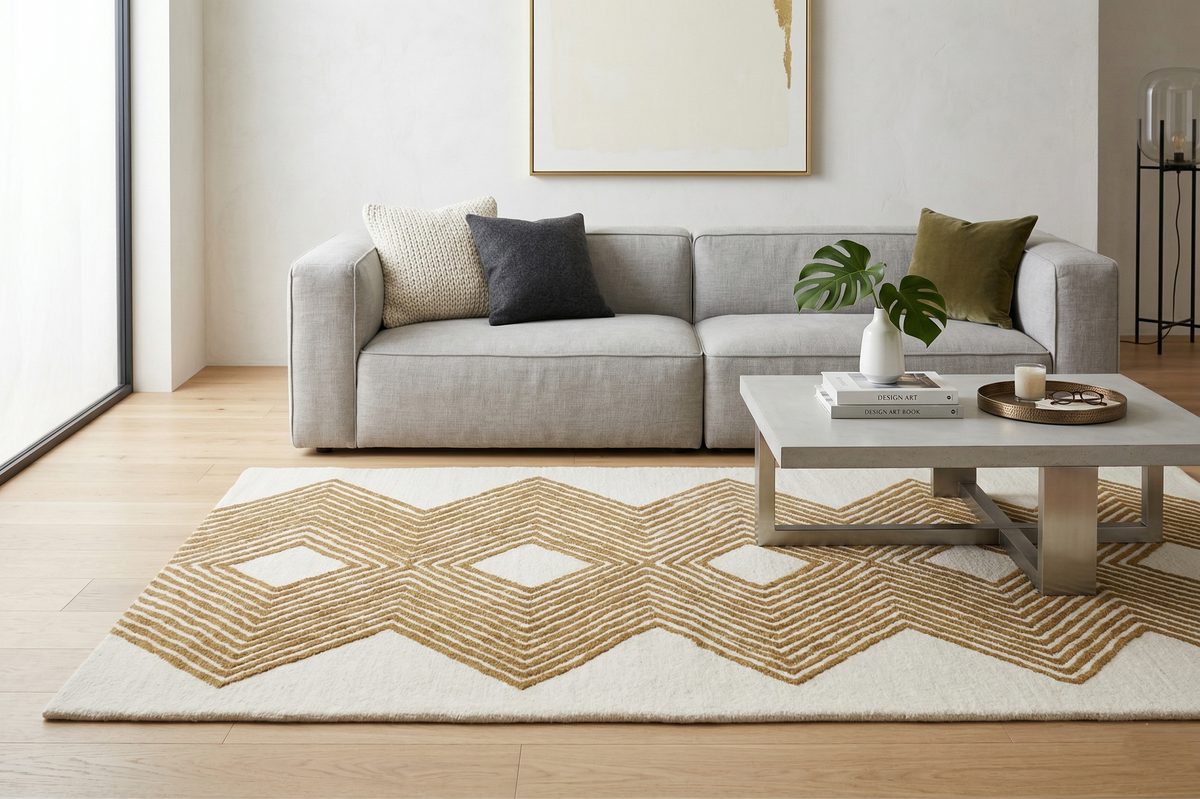 Geometric Brown rug
