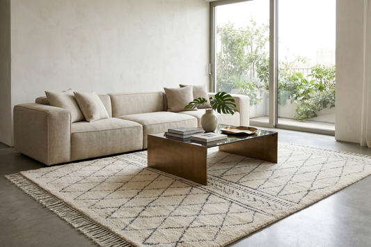 Geometric black cross rug