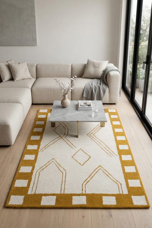 Geometric yellow rug