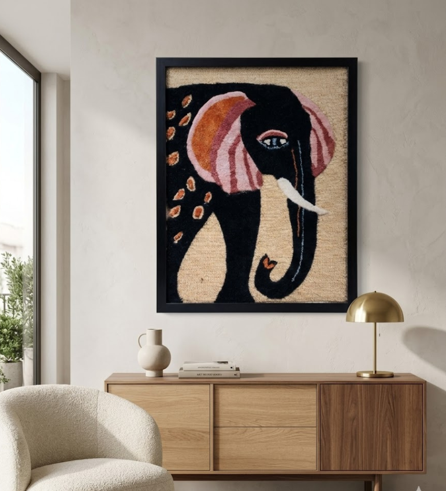 Handmade Wool Elephant Wall Hanging
