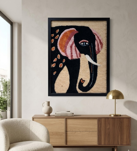 Handmade Wool Elephant Wall Hanging