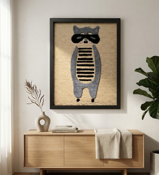 Handmade Wool Raccoon Wall Hanging | Kids Room Wall Décor