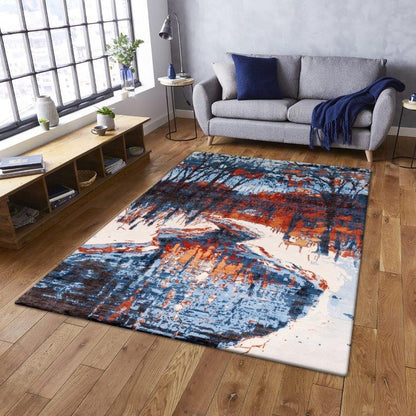 Hand knotted Modern Blue Cream Rug (HK-324)