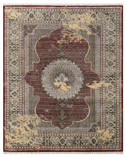 Hand knotted Traditional Mahi Broken Red Rug (Mahi-11)