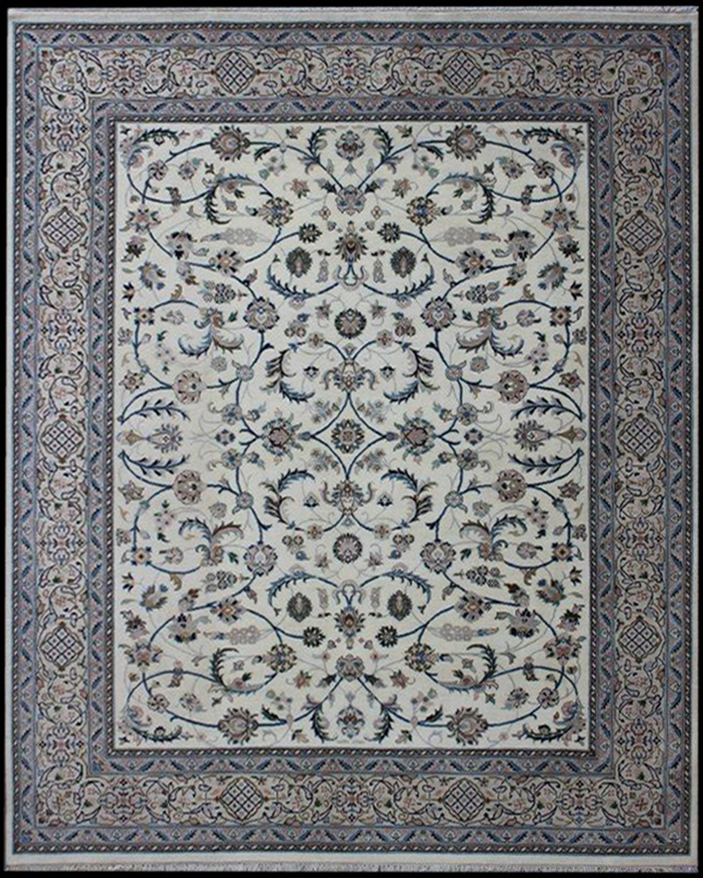 Hand knotted Traditional Nain 5 Cream Beige Rug (NN-1)