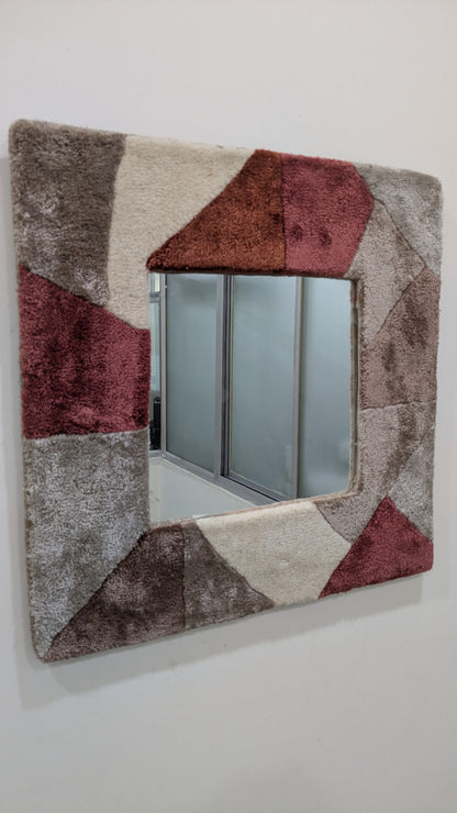 Abstract Geometric Mirror Frame - Handmade Wool Boho Wall Mirror