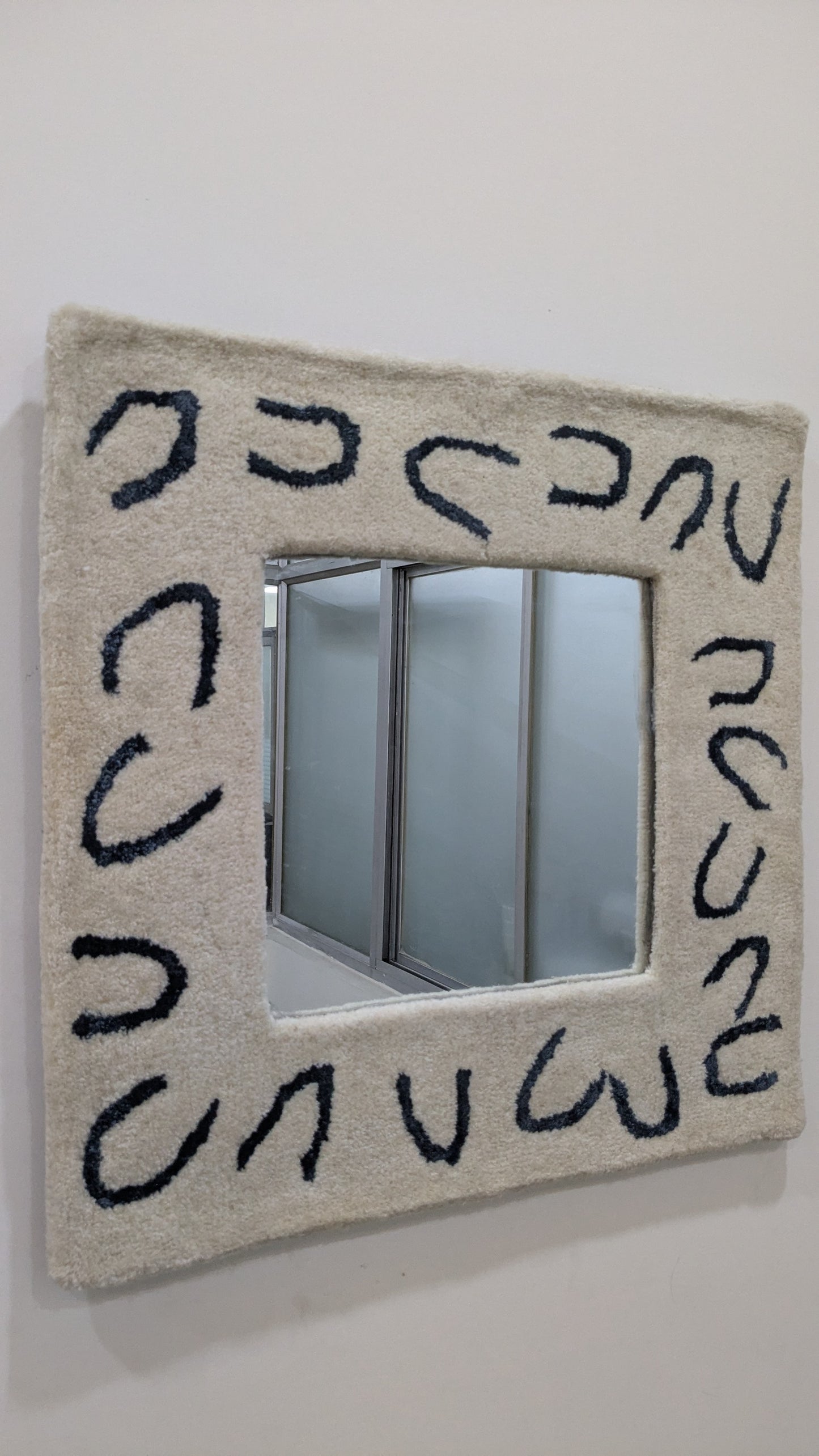 Minimalist Tufted Mirror Frame - Handmade Wool Boho Wall Mirror