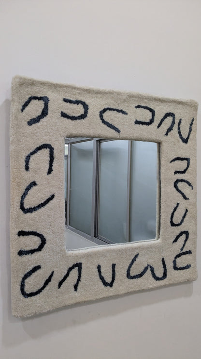 Minimalist Tufted Mirror Frame - Handmade Wool Boho Wall Mirror