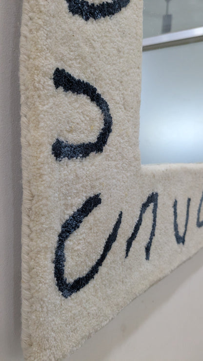Minimalist Tufted Mirror Frame - Handmade Wool Boho Wall Mirror