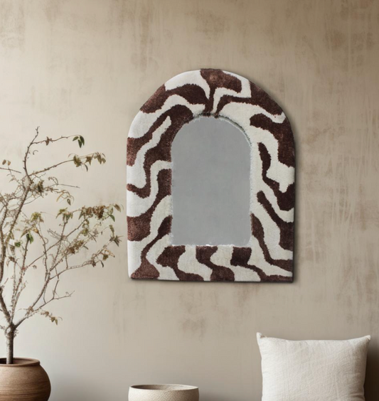 Arched Zebra-Pattern Mirror Rug