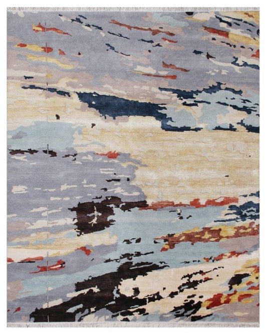 Hand knotted Modern Blue Rug (778)