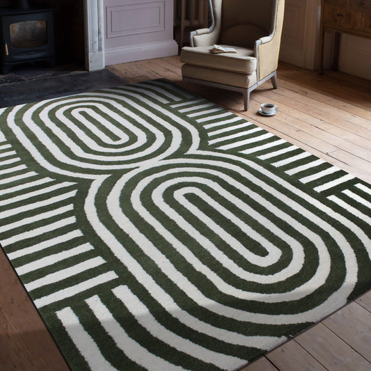 Retro Loop Geometric Area Rug (HT 838B)